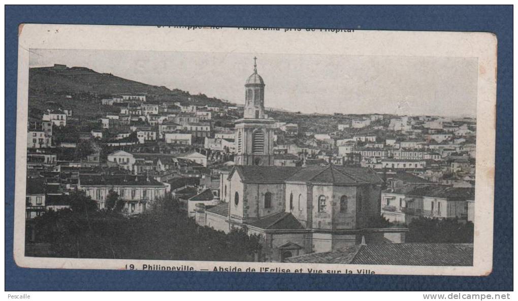 ALGERIE SKIKDA - MINI CP PHILIPPEVILLE - ABSIDE DE L'EGLISE ET VUE SUR LA VILLE - N°19 SANS NOM D'EDITEUR -13.8 X 7.1 Cm