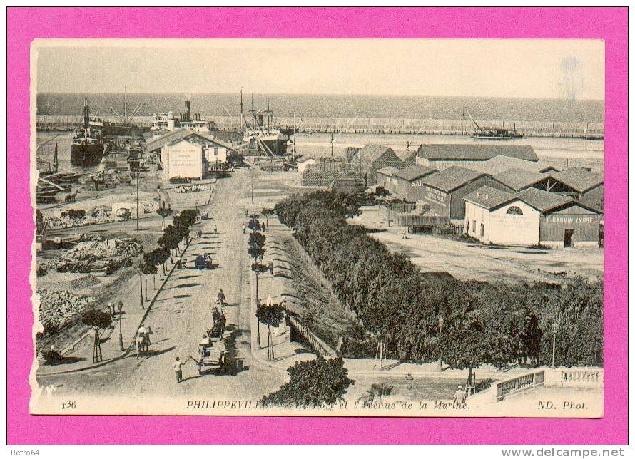 CPA -  ALGÉRIE  -  PHILIPPEVILLE  -  136  Le Port et l'Avenue de la Marine  ( Animée )