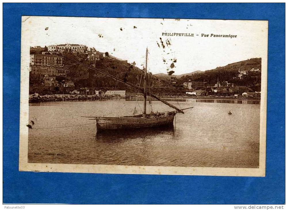 ALGERIE PHILIPPEVILLE VUE PANORAMIQUE BARQUE A VOILE