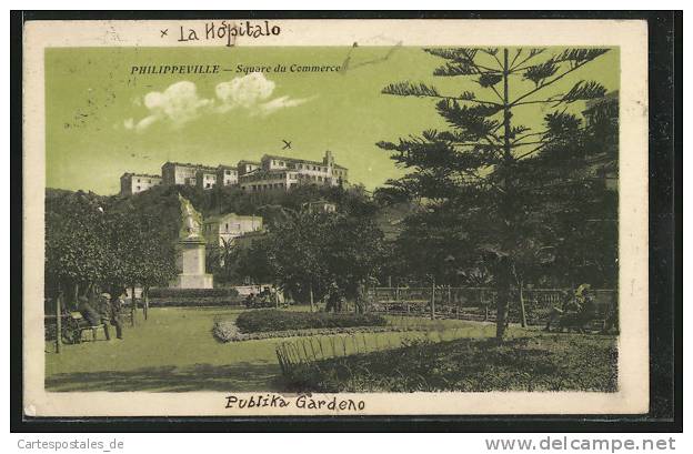 CPA Philippeville, Square du Commerce