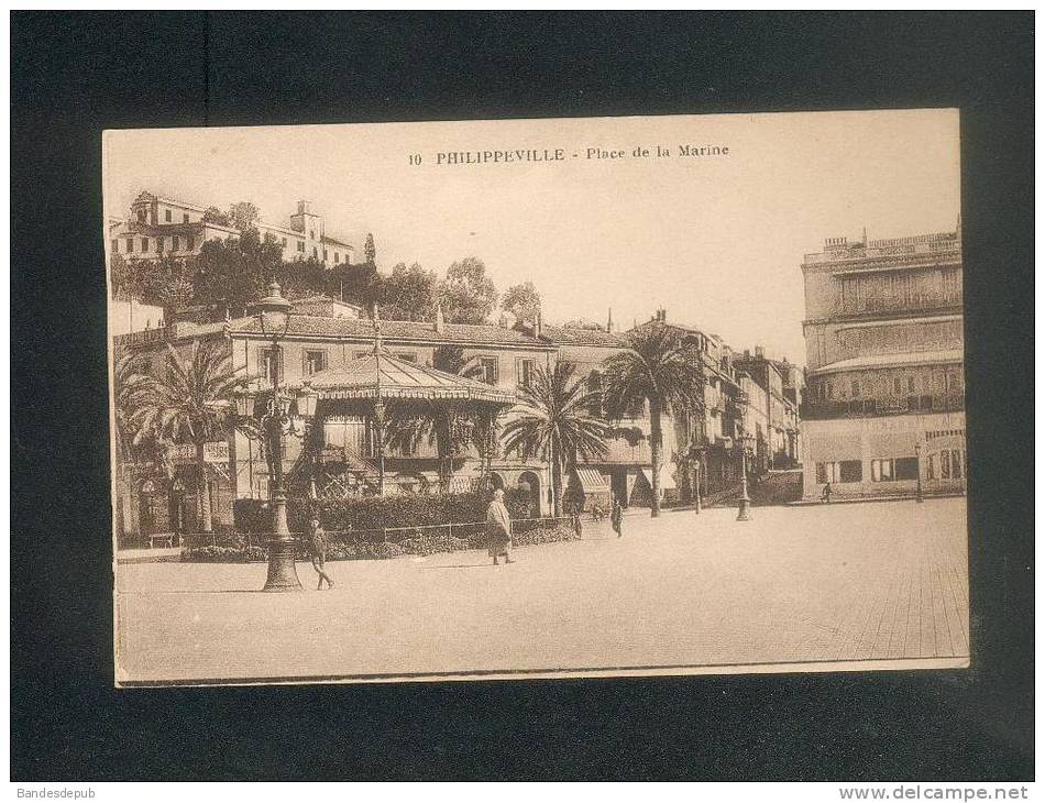 Algérie - PHILIPPEVILLE - Place de la Marine ( animée Ed. Idéale P.S. )