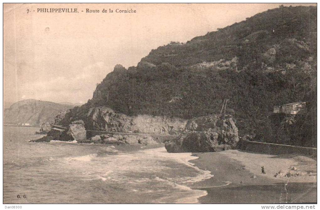 ALGERIE PHILIPPEVILLE ROUTE DE LA CORNICHE CIRCULEE 1913