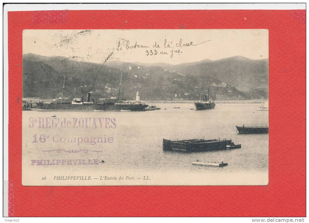 PHILIPPEVILLE cpa L ' Entrée du Port   3 Régiment des Zouaves   26 LL