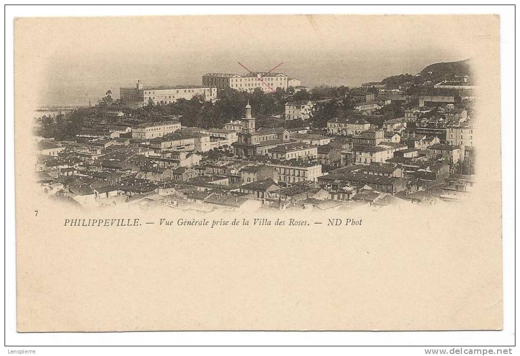 CPA - PHILIPPEVILLE - VUE GENERALE PRISE DE LA VILLA DES ROSES - N° 7 - ND PHOT. - DOS NON DIVISE