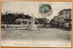 Algérie / PHILIPPEVILLE (Skikda) - Place de la Marine et Rue Nationale (tampon 1904)
