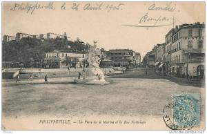 ALGÉRIE - PHILIPPEVILLE - La place de la Marine et la Rue Nationale