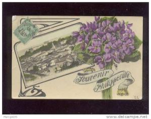 souvenir de philippeville une vue avec bouquet de violettes édit.LL vernie