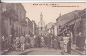32-Souk Ahras-Algerie- Rue de Mandaure-Animés-Timbré190 3.