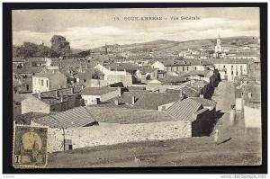 CPA  ANCIENNE- ALGÉRIE- SOUK-AHRRAS EN GROS PLAN- VUE GENERALE DE LA VILLE- 1909