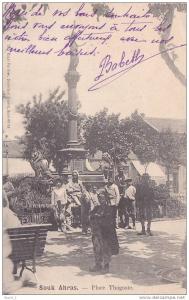 Souk Ahras.- (Algérie)  Place Thagaste   - (belle animation - oblitération de 1904)