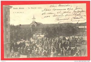 SOUK AHRAS cpa animée Le Marché Arabe                4 VP