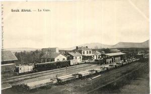 Souk Ahras Près Constantine Interieur de la Gare avec train Carte precurseur V.P. Paris N° 17