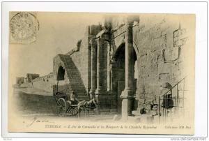 ALGERIE TEBESSA Attelage Mule ? Ane ? Arc de Caracalla REmparts Citadelle 1903  timb    /D17 -2012