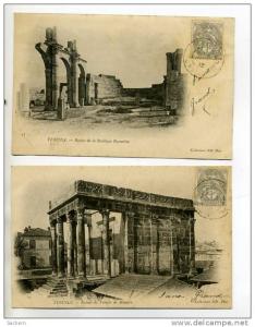 ALGERIE TEBESSA 2 Cartes Ruine Basilique  et Temple Minerve  1903  timb    /D17 -2012