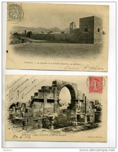 ALGERIE TEBESSA 2 Cartes Remparts Citadelle et Porte Laterale Basilique    1903  -1904  timb    /D17 -2012