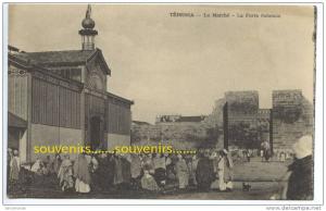 CPA   ALGERIE  TEBESSA  le Marché  la Porte Solomon  - (scan recto-verso)