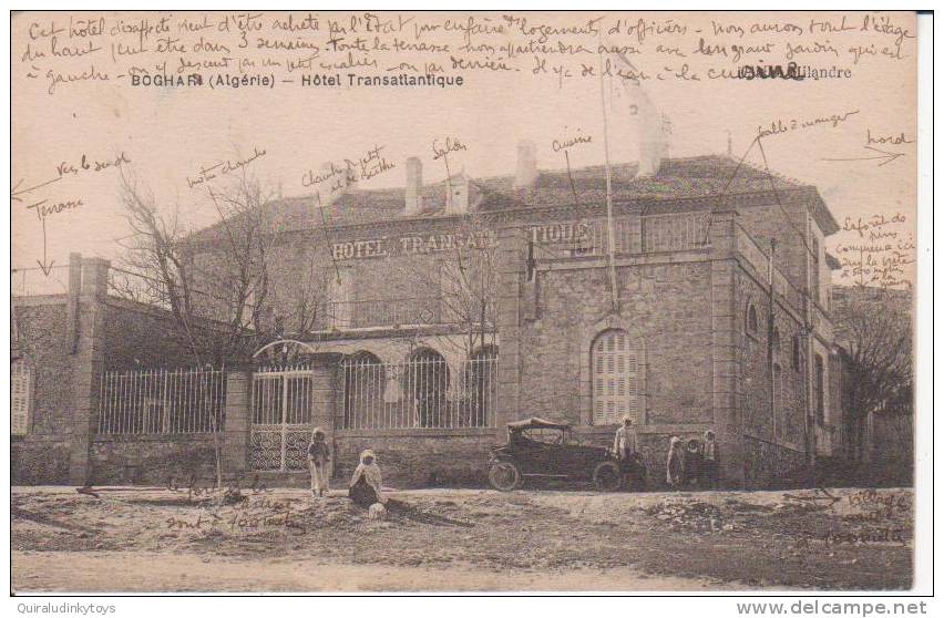BOGHAR HOTEL TRANSATLANTIQUE belle cpa animée circulée en 1930 bon état voir scans