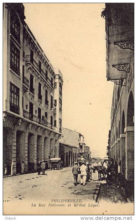 ALGERIE - PHILIPPEVILLE La Route Nationale et l'Hôtel Léger