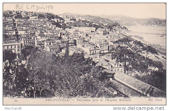 ALGERIE PHILIPPEVILLE PANORAMA PRIS DE L HOPITAL MI.LITAIRE editeur ND trace humidité