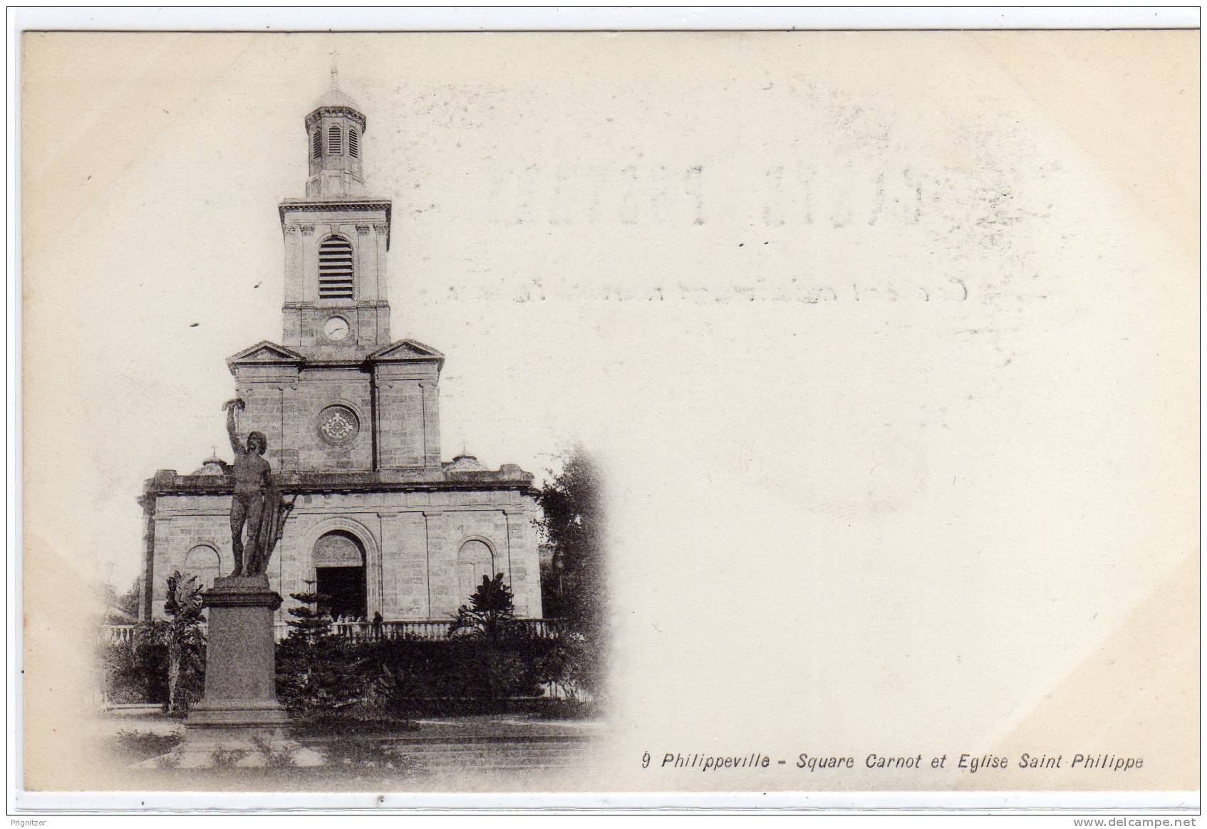 ALGERIE / ALGERIEN    PHILIPPEVILLE  Square Carnot et Eglise Saint Philippe
