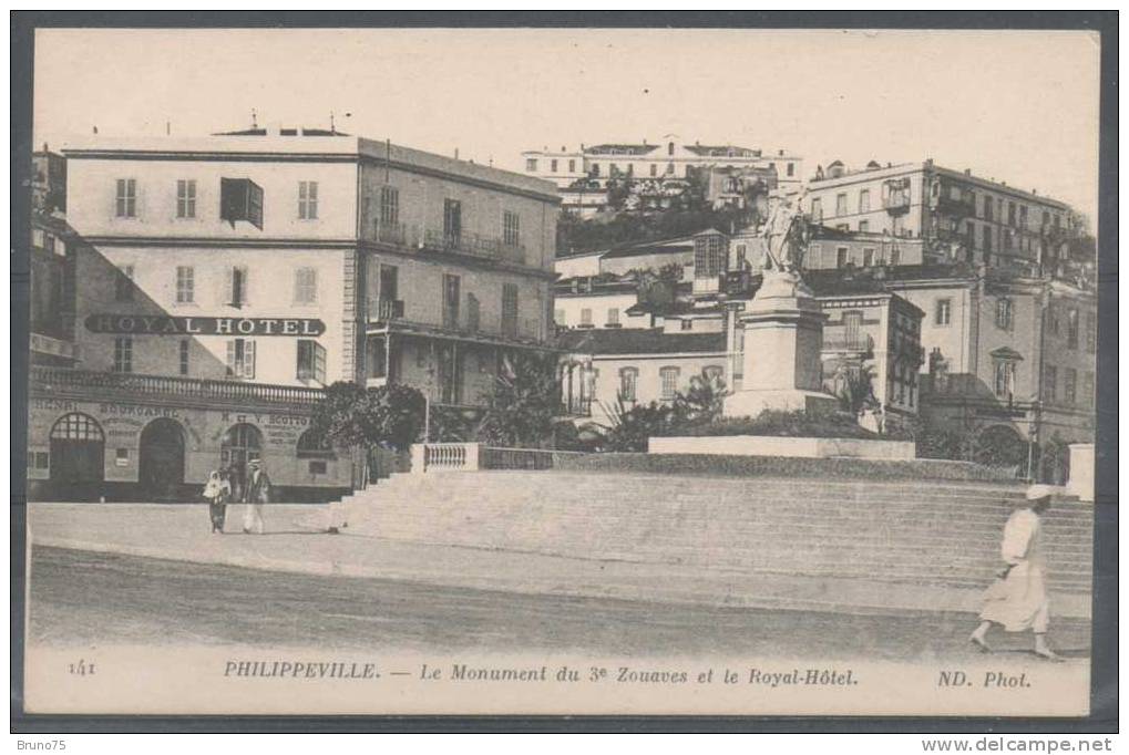 PHILIPPEVILLE - Le Monument du 3e Zouaves et le Royal-Hôtel - ND 141