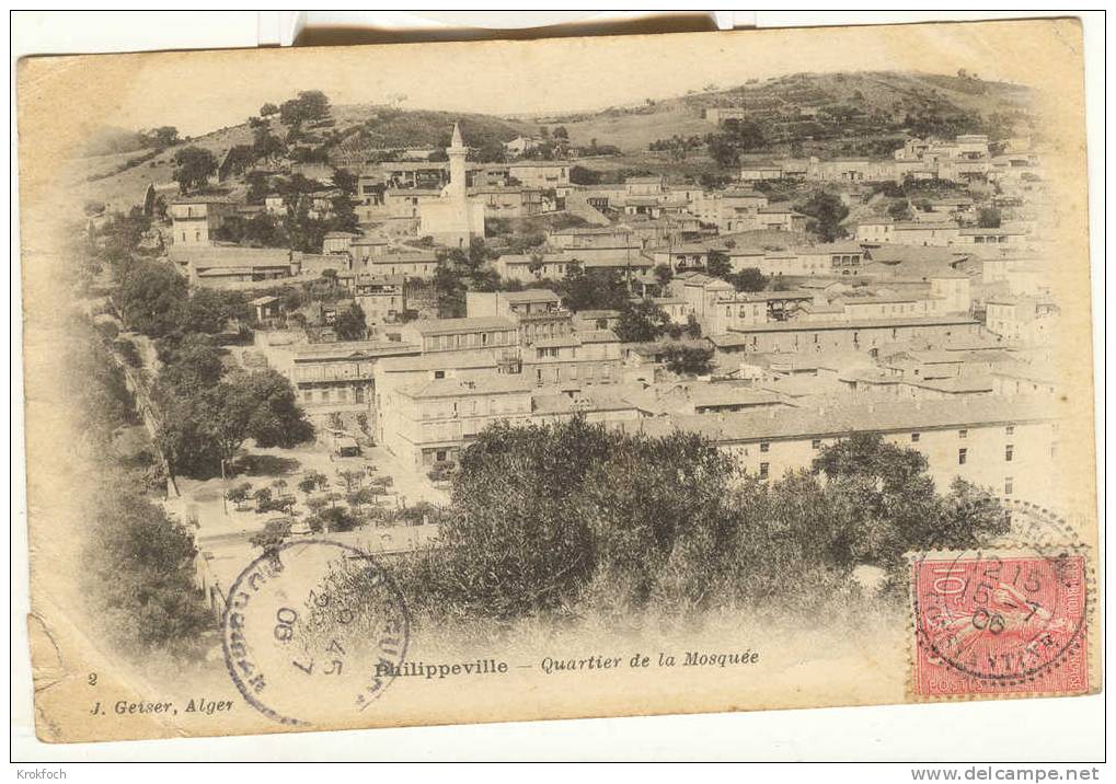 Algérie Philippeville 1908 - quartier de la mosquée - !!! petite déchirure latérale