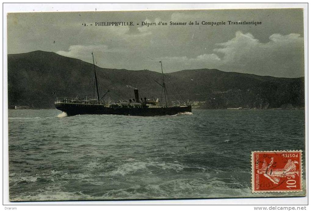 Algérie Philippeville Départ d´un steamer de la compagnie Transatlantique