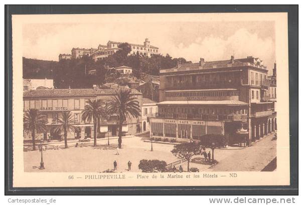 CPA Philippeville, Place de la Marine et les Hotels