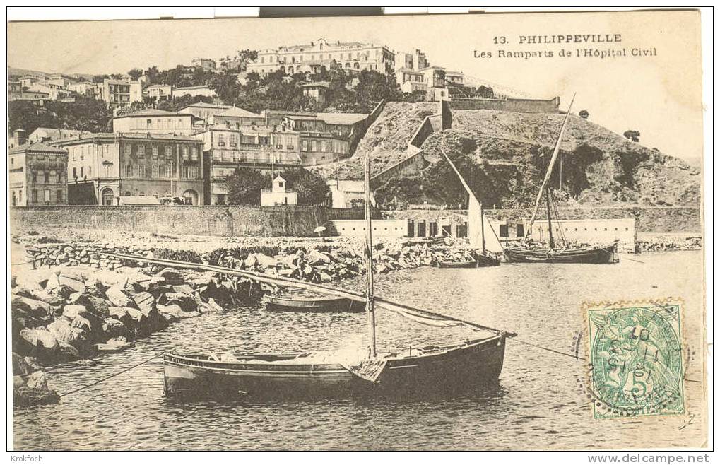 Philippeville Skikda - les remparts de l'hôtel civil - bateau