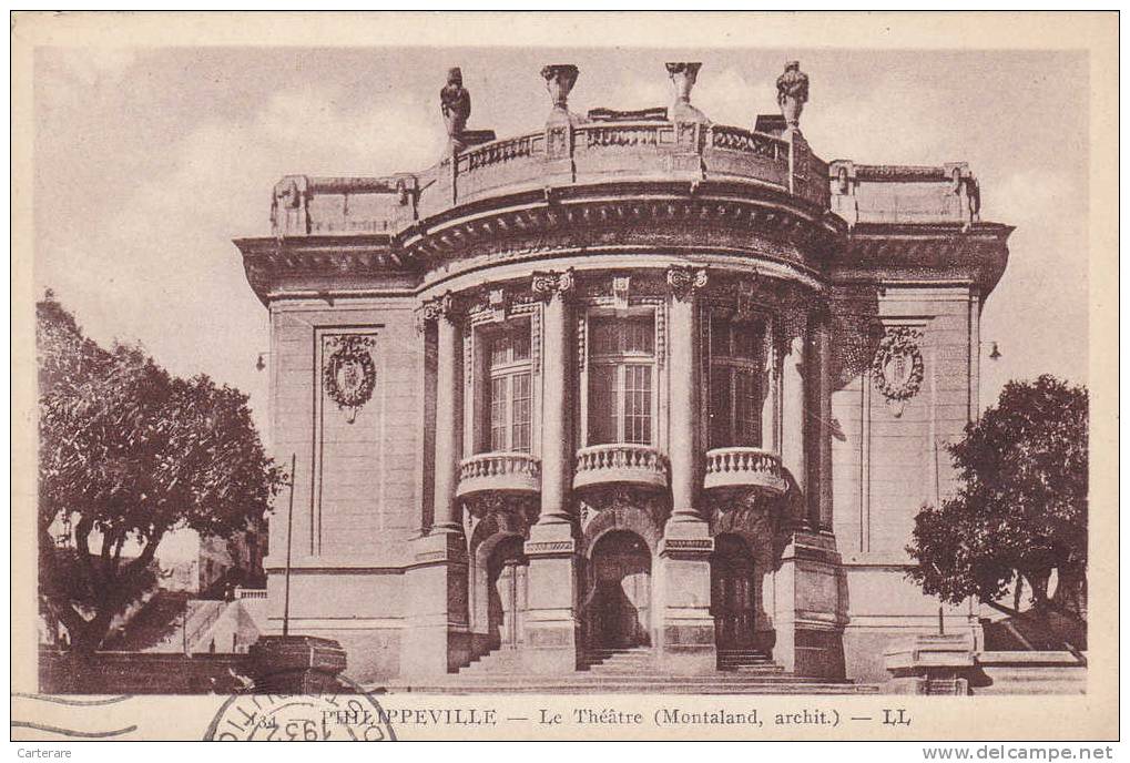 AFRIQUE,ALGERIE,PHILIPPEV ILLE  ,SKIKDA en 1932,vue sur le théatre,BELLE ARCHITECTURE,RARE