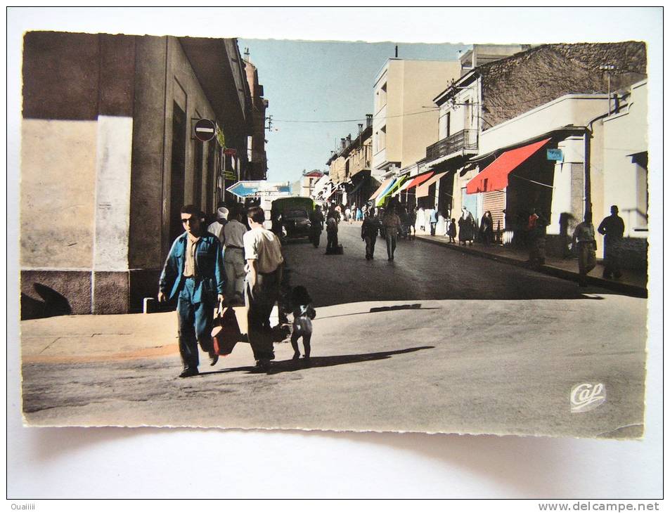 cpsm, carte photo, très belle vue animée, Souk Ahras, rue Victor Hugo