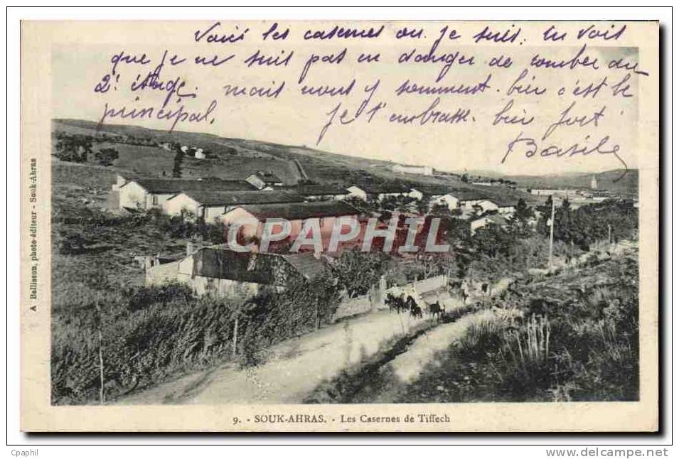 CPA Souk Ahras Les Casernes de Tiffech Militaria