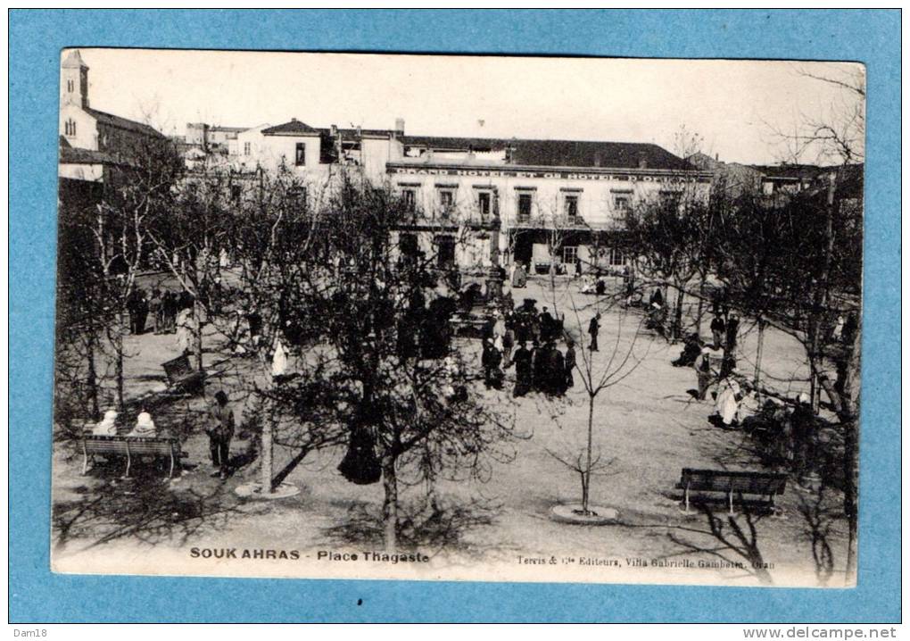 ALGERIE SOUK AHRAS LA PLACE THAGASTE  TB CPA ANIMEE PHOTOS R/V