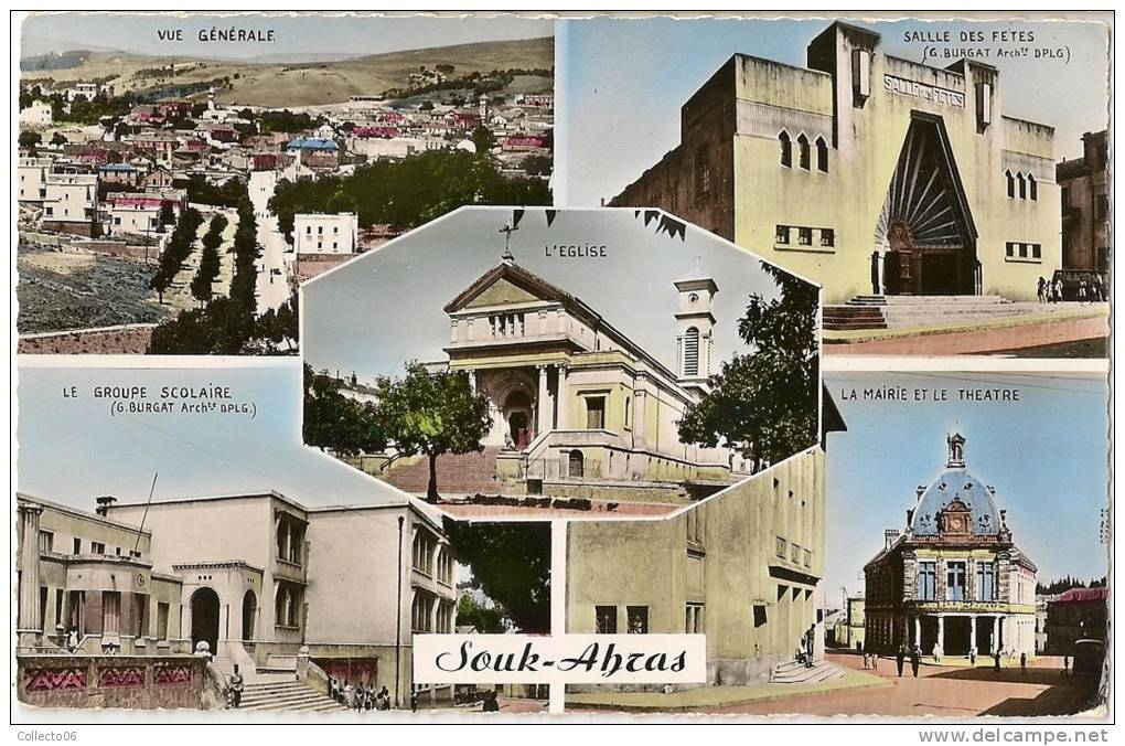 Carte église marie théatre Souk-Ahras Algérie française AFN 1957