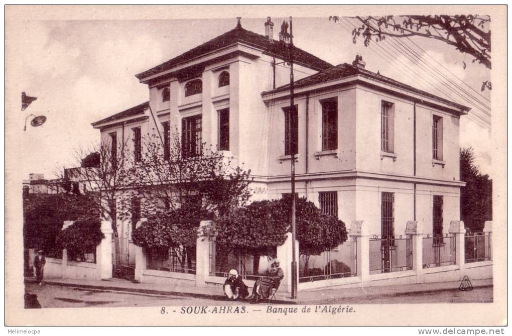 CPA carte postale ancienne AFRIQUE ALGERIE SOUK-AHRAS Banque de l´Algérie TBE