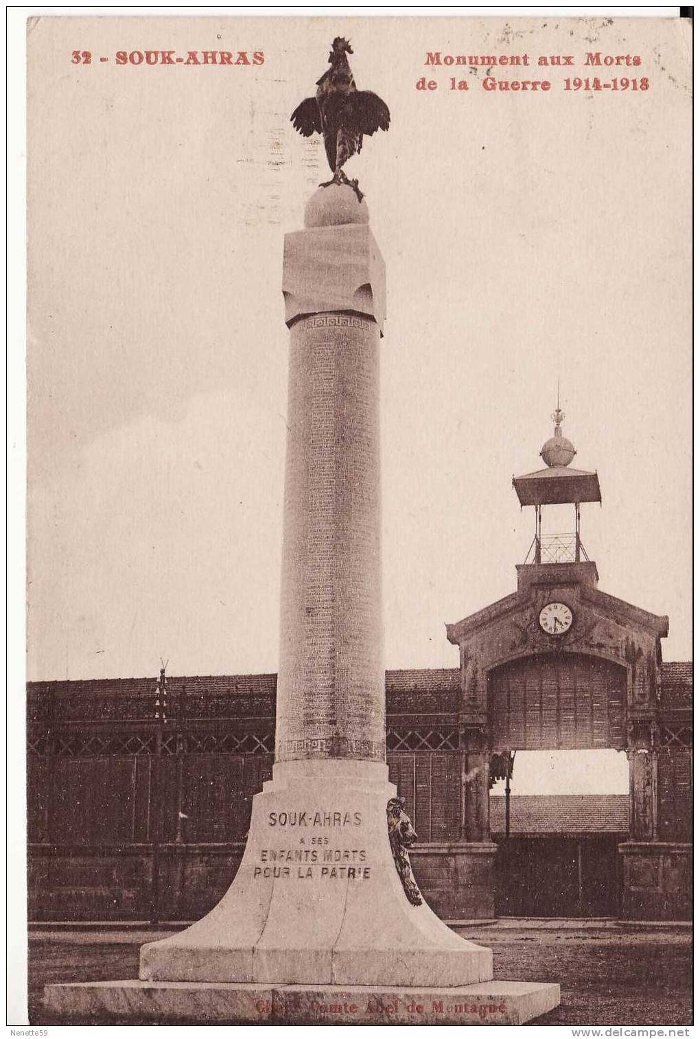 SOUK AHRAS Monument aux Morts de la Guerre 1914 - 1918