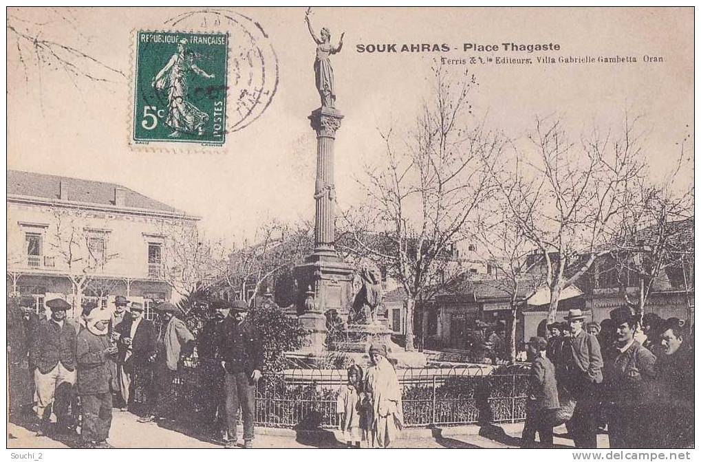 Souk - Ahras.- (Algérie) Place Thagaste  - (belle animation)