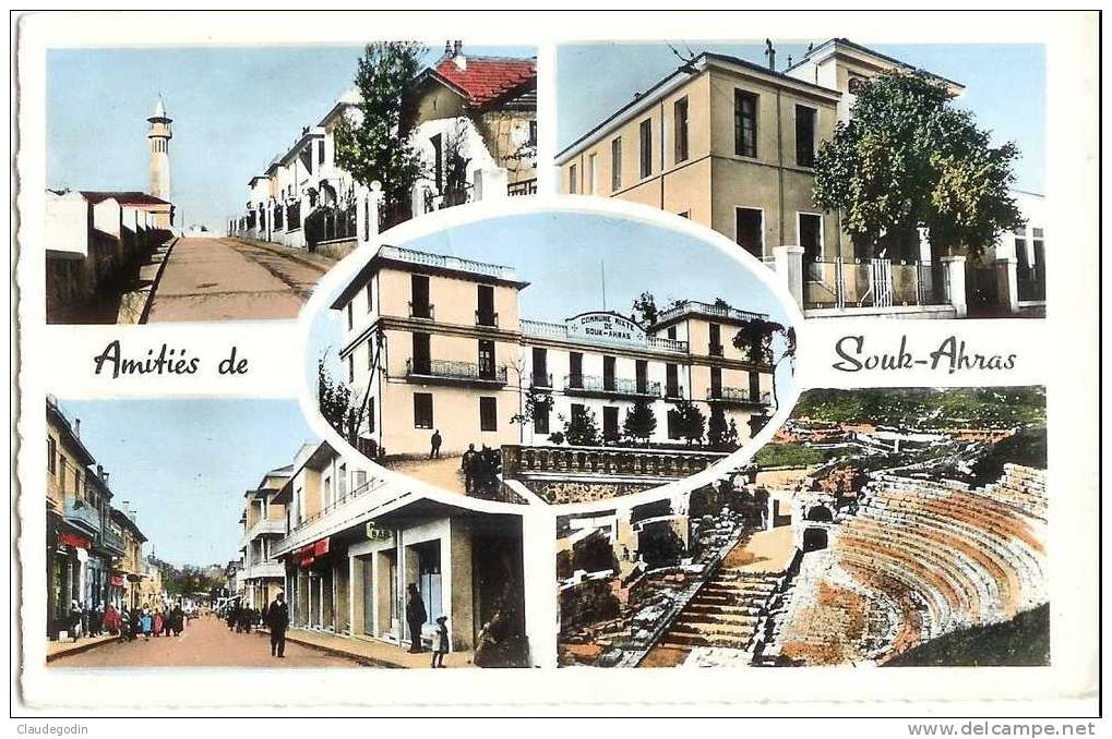 Amitiés de Souk Ahras. CPSM petit format, mulivues...