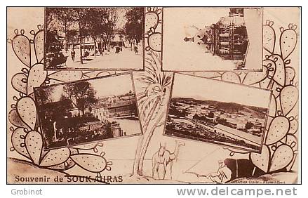 ALGERIE SOUK AHRAS  SOUVENIR MULTIVUES ECRITE en 1935 TIMBRE ALGERIE 40cts BE