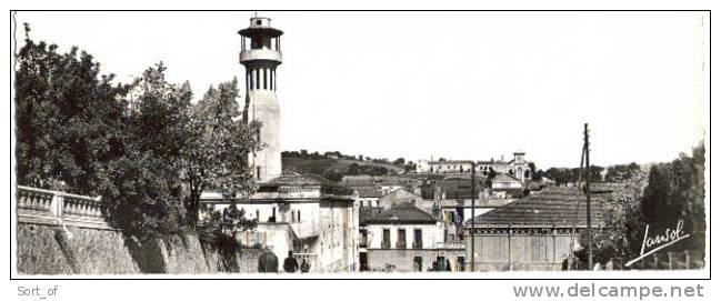 SOUK AHRAS  LA MOSUE ET UNE RUE DE LA VILLE  (CPSM PANORAMIQUE FORMAT LARGE 21,7cm X 8,7 cm)