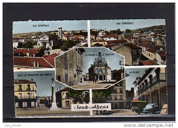ALGERIE Souk Ahras Multivue, Vue Générale, Place Monument aux Morts, Mairie, Théatre, ed Rayber 1542, CPSM 9x14, 1960