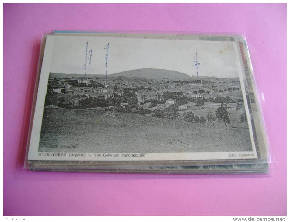 ALGERIE - SOUK -AHRAS  VUE GENERALE PANORAMIQUE - DESCRIPTIF  CPA ECRITE