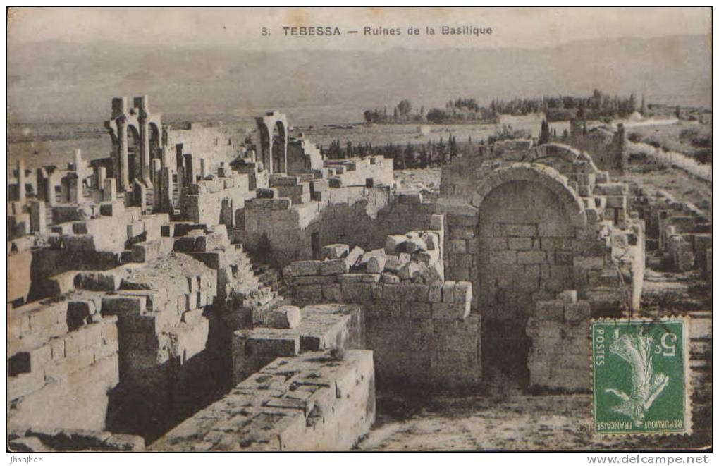 Algerie-Carte postale-Tebessa-Ruines de la Basilique-2/scans
