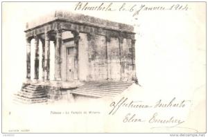 ALGERIE TEBESSA LE TEMPLE DE MINERVE CARTE PRECURSEUR CIRCULEE 1904
