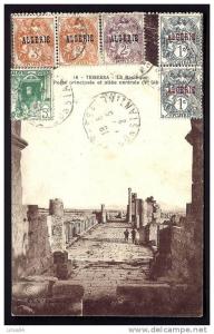 CPA ANCIENNE- AFRIQUE- ALGERIE  TEBESSA -PERSPECTIVE SUR LES RUINES ROMAINES- ANIMATION- BEAU TIMBRAGE MIXTE