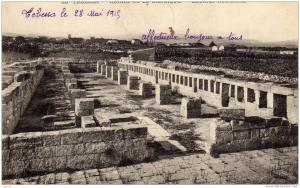 CARTE POSTALE ANCIENNE. ALGERIE. TEBESSA. RUINES DE LA BASILIQUE.ECURIES ROMAINES.  1915.