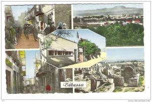TEBESSA, Algérie Vue vers la Porte Solomon,la Sous Préfecture,Mosquée, Ruines de la Basilique Bysantine, Vue générale,