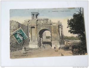 Carte Postale  Ancienne  TEBESSA  Porte Caracalla animée