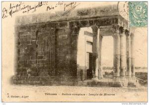 CPA - ALGERIE - TEBESSA - Ruines Romaines - Temple de Minerve - carte coupée à gauche - 536