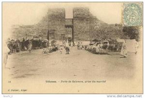 Tébessa.- (Algérie)  Porte de Salomon , prise du marché    - (belle animation  carte précurseur)